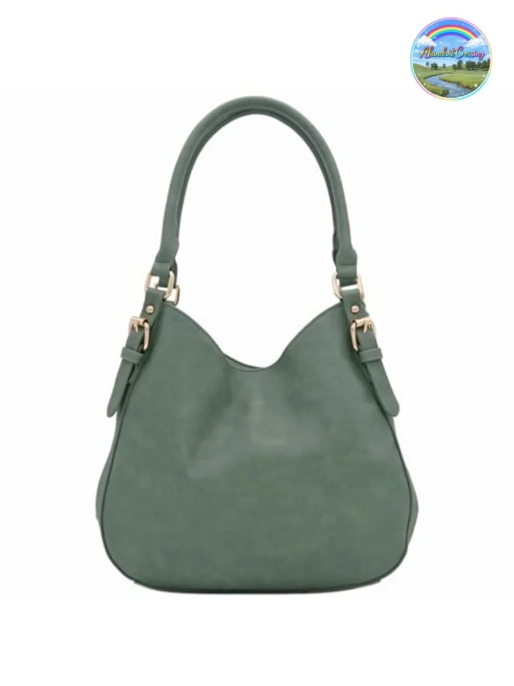 Lightweight Faux Leather 3 Compartment Hobo Bag with Gold-Tone Hardware